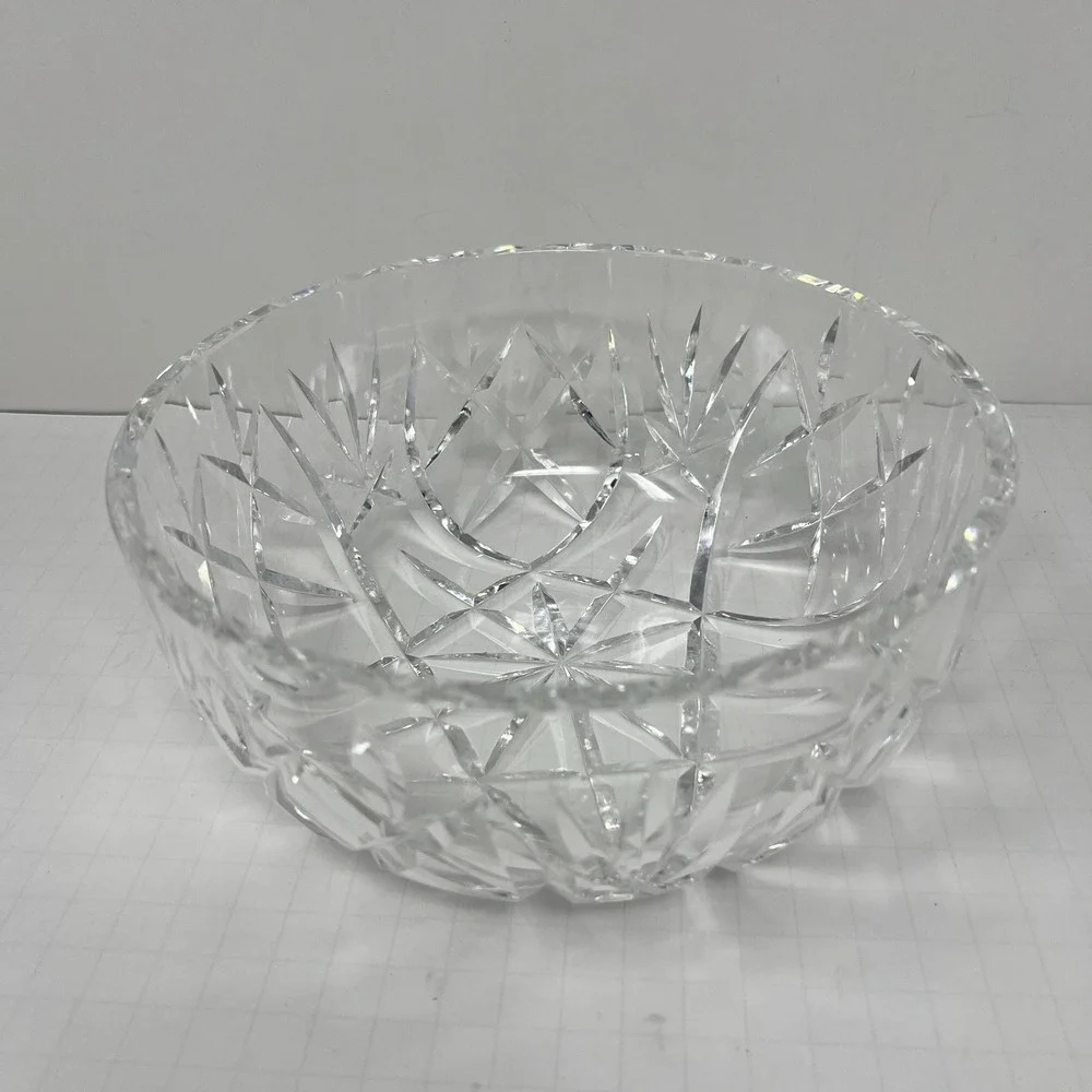 Crystal Impression Glass Fruit Bowl Clear Decorative Serving Dish Elegant Center